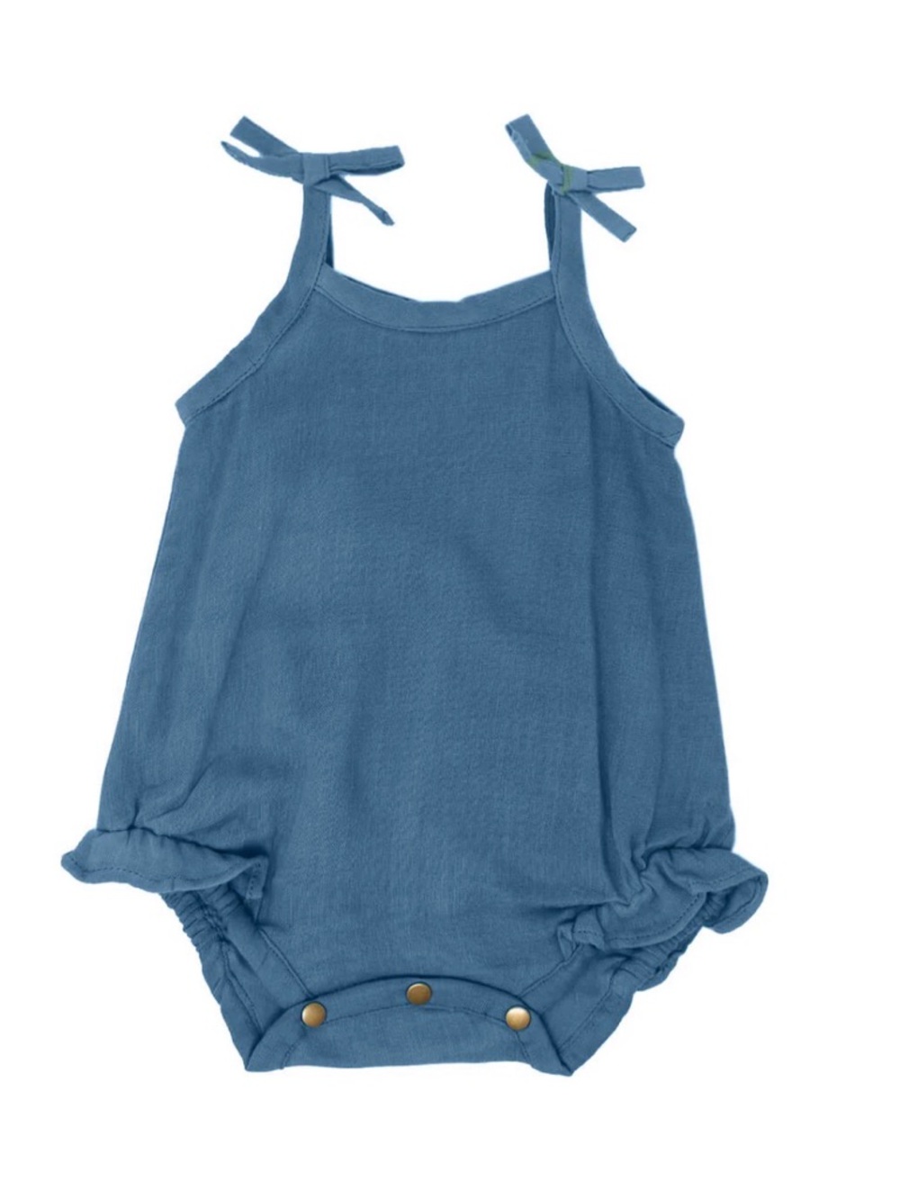 L'ovedbaby Muslin Tie-Shoulder Bodysuit-Pacific Blue